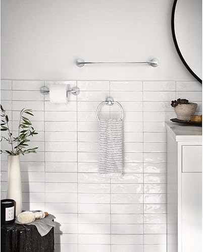 Miniatura 6 de Moen MY8793CH Lindor - Soporte de papel giratorio cromado, toallero, anillo para toallero, cromado