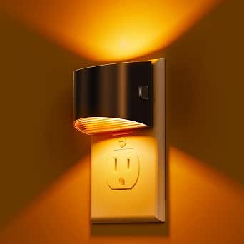 L LOHAS LED Night Light 2 Pack, Wall Plug-in Dusk to Dawn Sensor Nightlights, Adjustable Brightness, 1600K Amber Mood Lighting