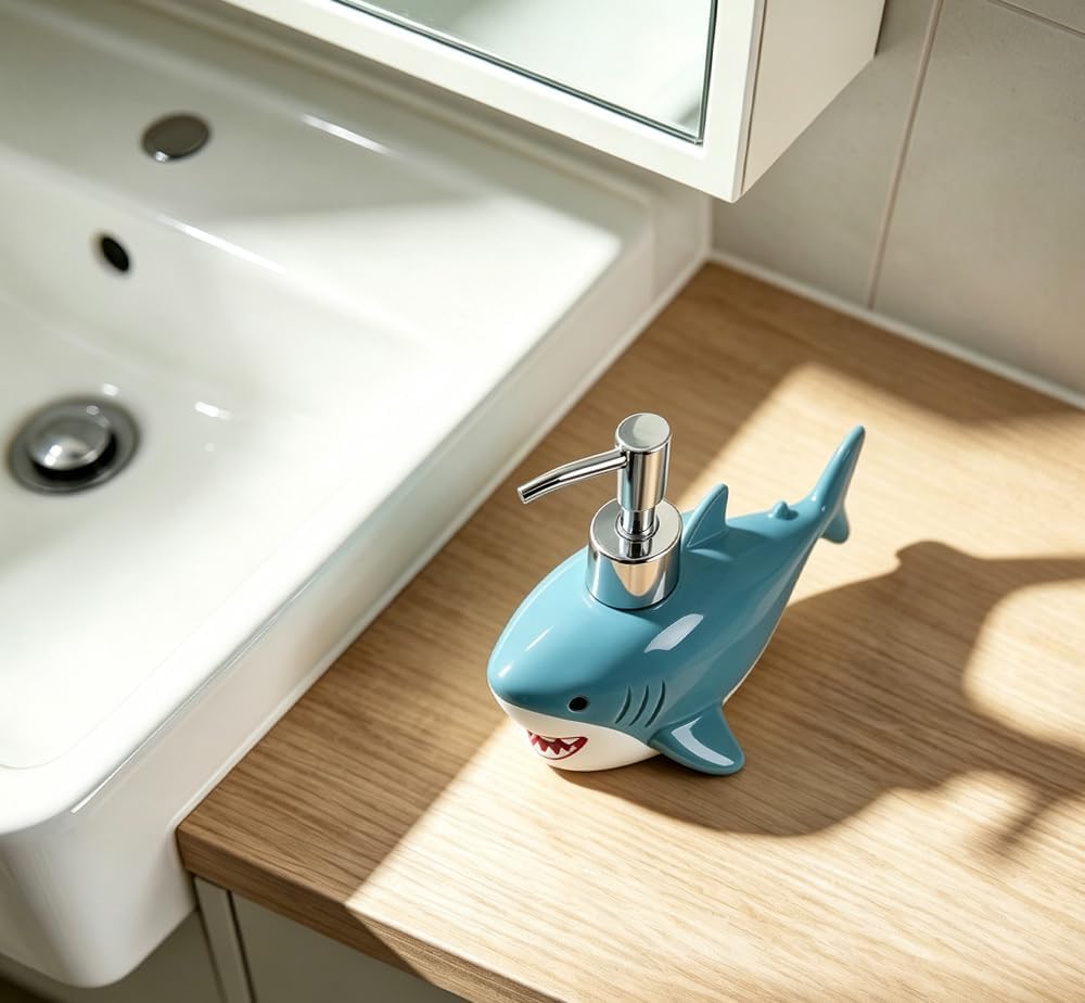 Soap Dispenser Shark Ceramic Soap Bottle Lotion Bottle,11oz,330ml