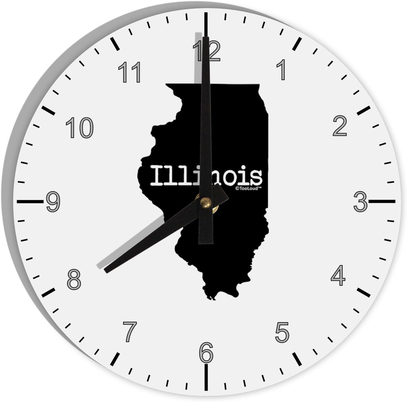 TOOLOUD Illinois - United States Shape 8" Round Wall Clock with Numbers