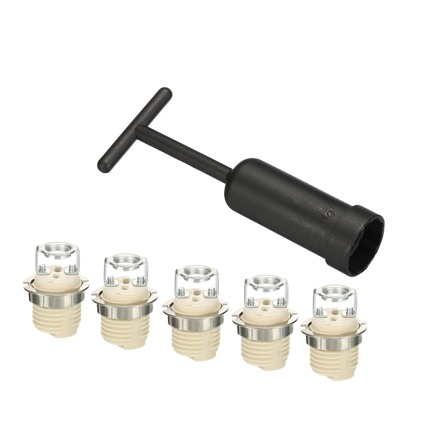 PATIKIL G9 Light Base Socket Kit, 5 Set Ceramic Lamp Holder Base with Socket Ring Removal Tool, White