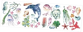 Uonlytech 1 Folha De Adesivo De Parede Oceano Adesivos De Parede Para Crianças Adesivos De Oceano Papel De Parede Animal Papel De Parede DIY Adesivo De Decoração De Parede Adesivo De