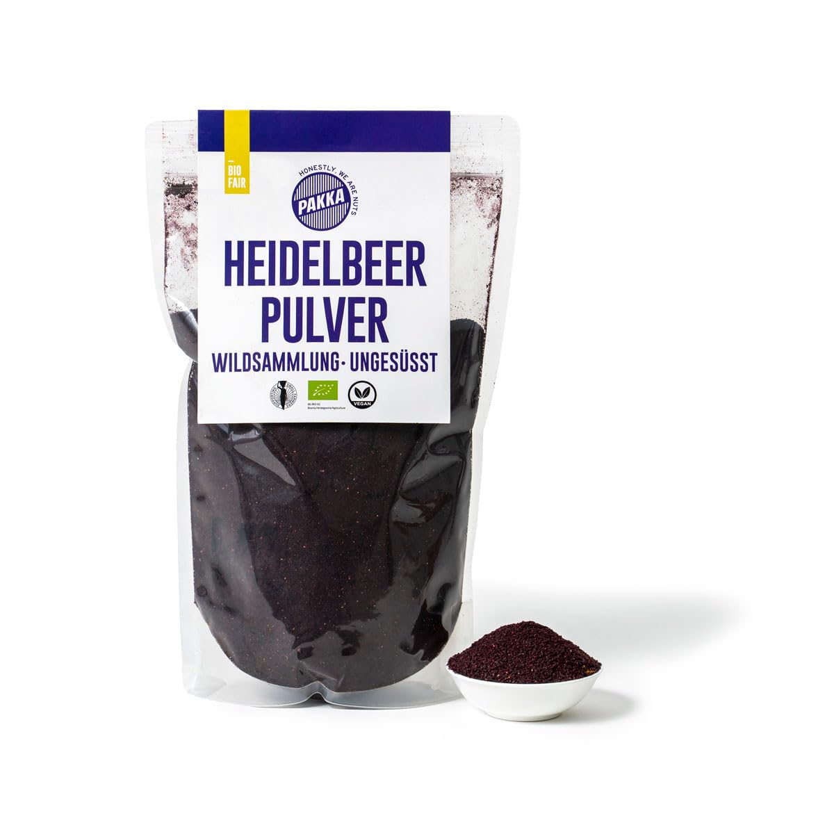 AKKA – Poudre de myrtilles bio, naturelle et non traitée, crue, douce et friable, sans soufre ajouté, issue de petits producteurs des Balkans, végétalienne (750 g)