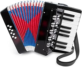 NEWFUN Accordion for Children and Adults 17 Keys and 8 Bass Adjustable Straps for Students, Kids, Adults, Beginners, Black