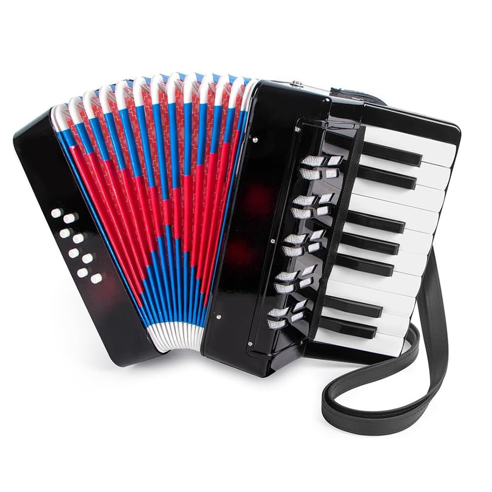 Accordeon Enfant，Accordeon，Accordéon Piano 17 Touches 8 Basses Instrument de Musique Avec Sangle en Cuir Rétractable，Convient aux Débutants, Aux Adultes Ou Aux Étudiants Instruments Éducatifs, Cadeaux