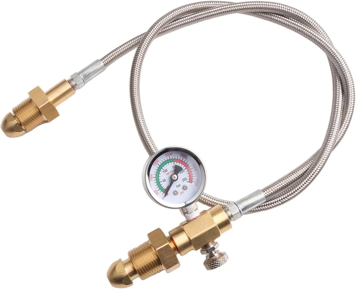 Argon Cylinder Refill Station Transfer Hose for BS 341 No. 3 UK, G 5/8 inch Connection, 90cm Stainless Steel for Braided or 150cm Black Hose for Welding Gas Tank Filling Applications(Style 2)