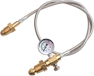 Argon Cylinder Refill Station Transfer Hose for BS 341 No. 3 UK, G 5/8 inch Connection, 90cm Stainless Steel for Braided or 150cm Black Hose for Welding Gas Tank Filling Applications(Style 2)