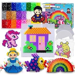 FUNZBO 5500 5mm Fuse Beads Kit - 24 Colors | 111 Patterns, Arts and Crafts for Girls and Boys, Kids Toys Set, Gifts for Kids, Teens and Adults Age 5+ Years Old