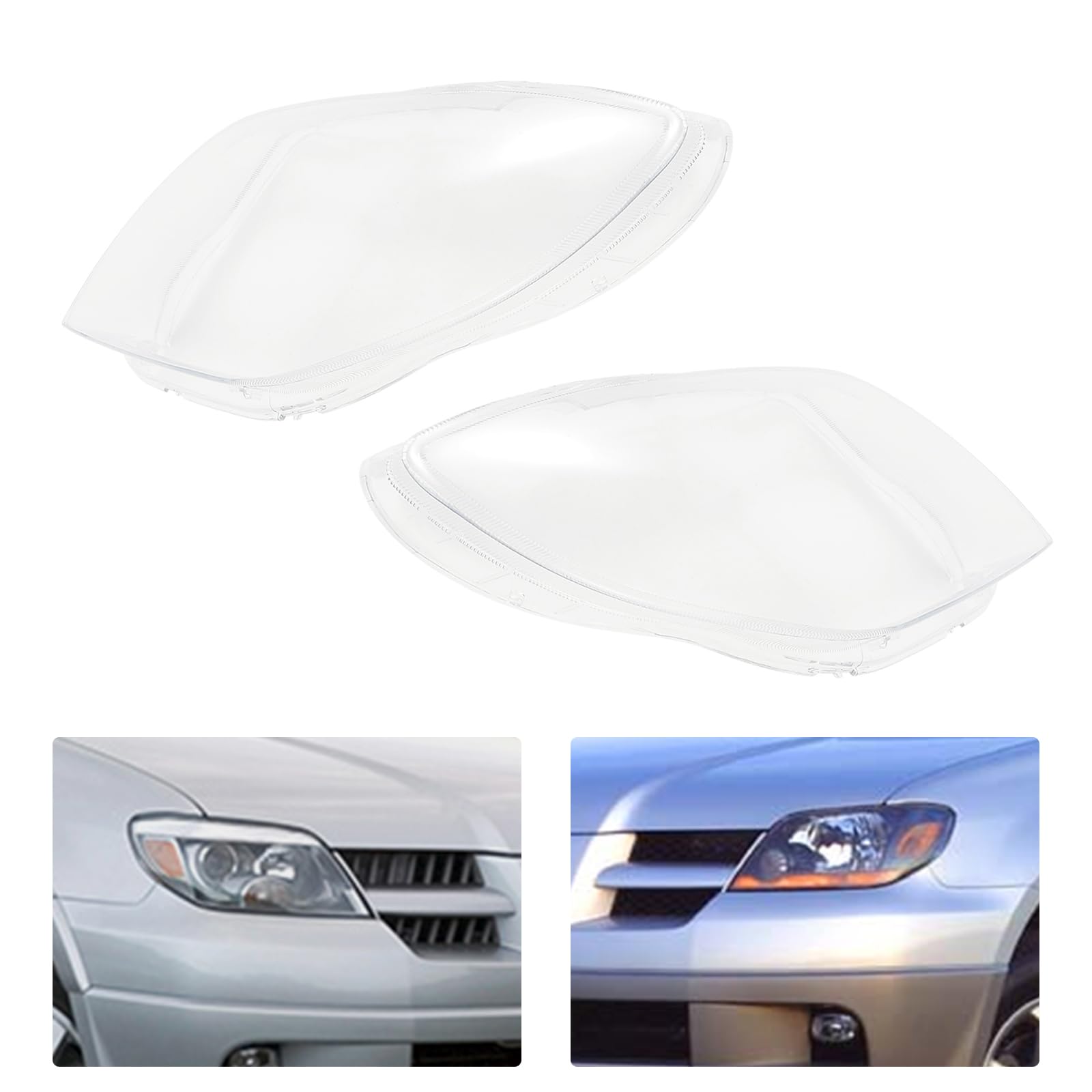 OUGWFYANG Headlamp Cover Replacement for 2003 2004 2005 2006 Mitsubishi Outlander, Left and Right Headlight Lens Covers with PC Shell