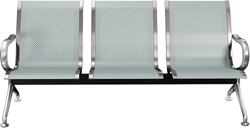 Miniatura 8 de Kinsuite Sillas de sala de espera de 3 asientos, sillas de sala de espera con brazos, sillas de recepción de aeropuerto, banco de recepción, asiento