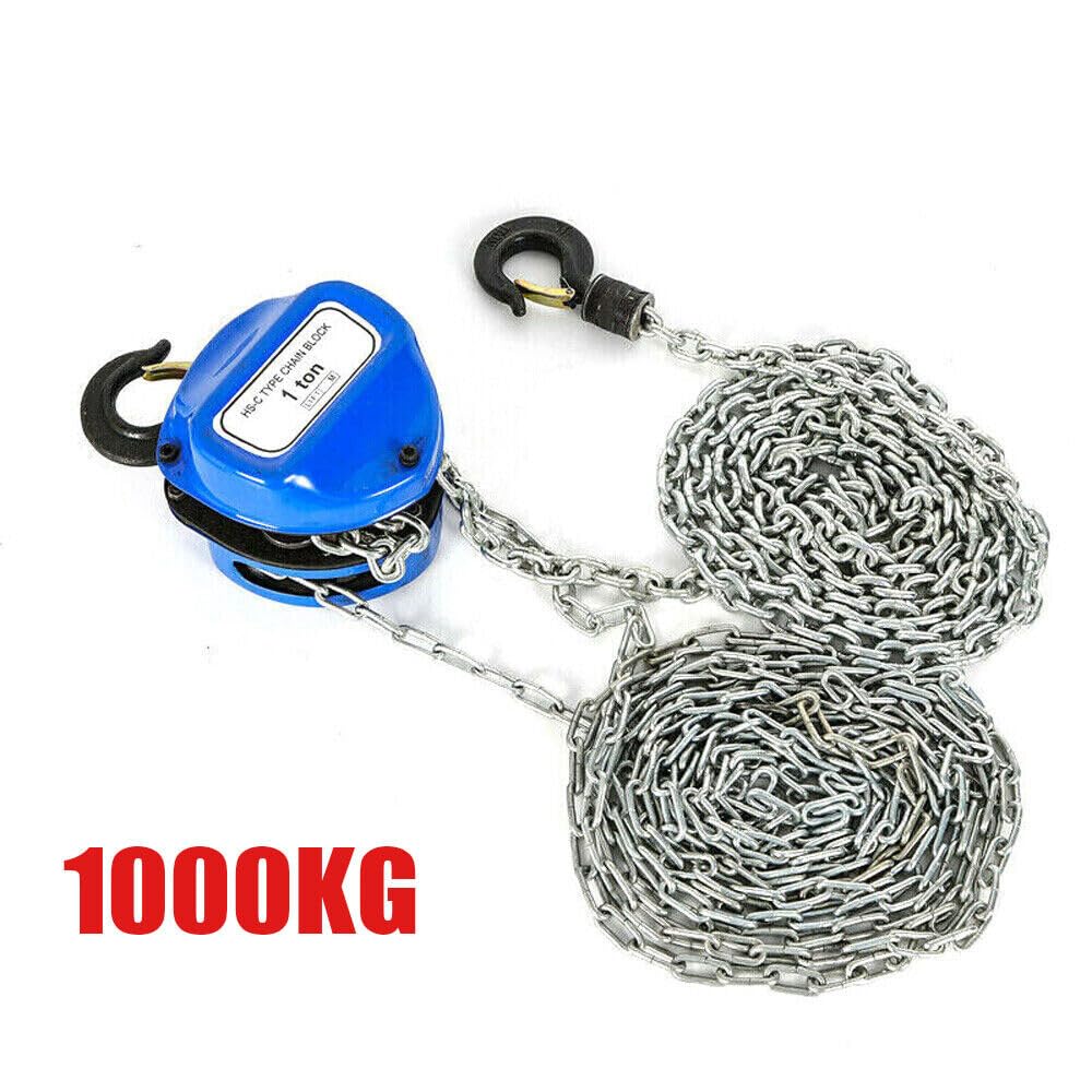 1000KG/ 1T Kettenflaschenzug Kettenzug, 4M Hubhöhe Profi Flaschenzug Hebezug Seilzug Handkran Ratschenzug Seilzug mit 360° drehbarer Haken