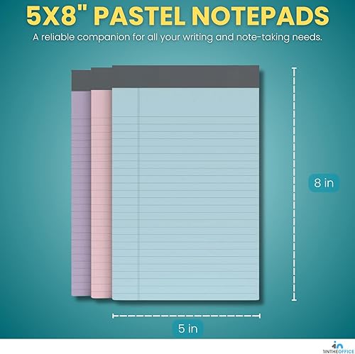 Miniatura 2 de 1InTheOffice Bloc de notas legales de 5 x 8 pulgadas, bloc de notas legales pequeños de 5 x 8, bloc de notas, bloc de notas pastel, 50 hojasbloc,