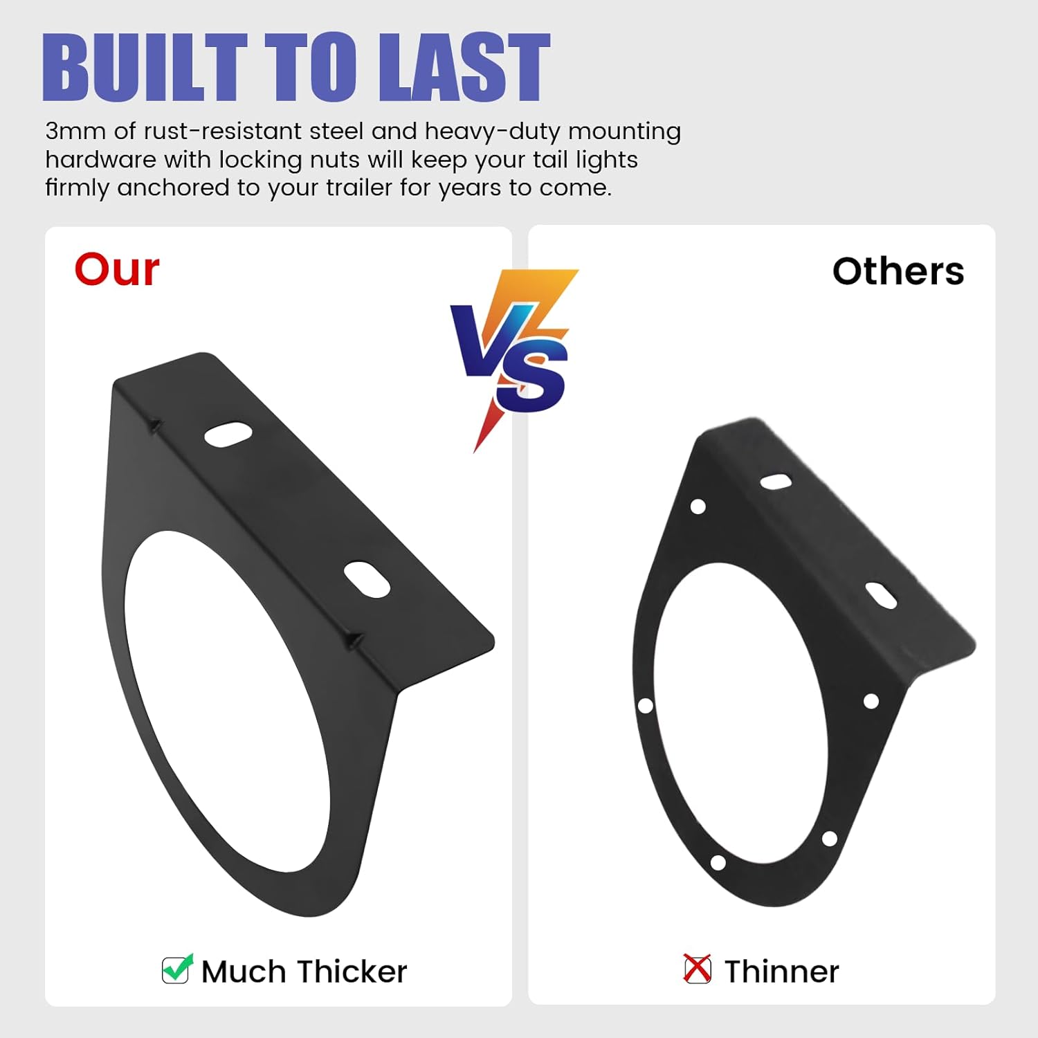 Ourbest 4 Inch Round LED Trailer light Iron Bracket, Led Truck Stop Brake Lamp Mount Clamp for RV Trailer Trucks 2Pcs (Single)