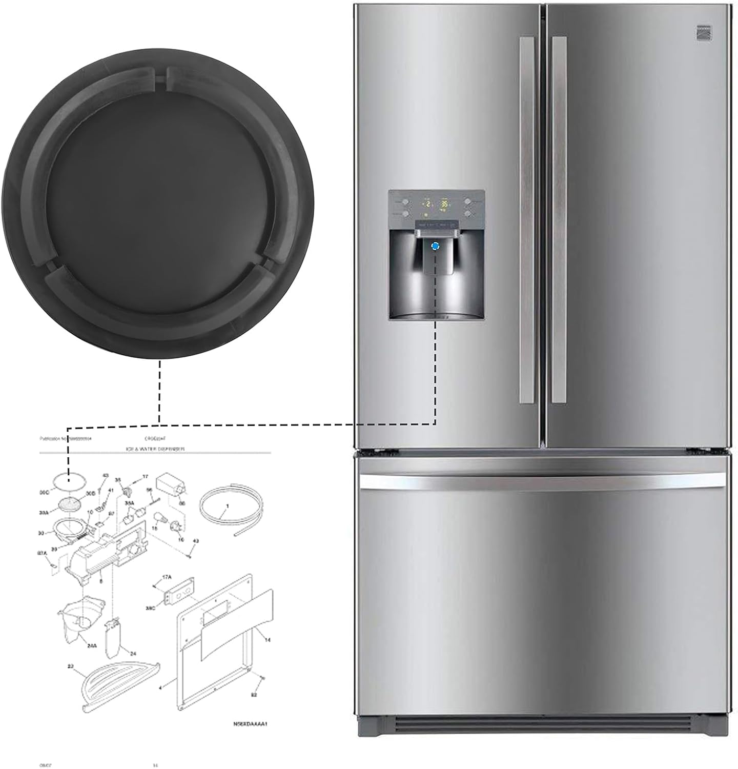 Upgraded 241688701 Refrigerator Dispenser Ice Chute Door Seal Replaces 5304421629, 7241688701, Dispenser Door Flap Compatible with Electrolux Frigidaire Kenmore Refrigerators