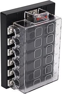 Blade Fuse Block Panel, Heat Resistant Blade Fuse Box Good Insulation Protective Easy to Identify 12â€‘36VDC for Boat (12 Way)