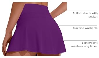 PINSPARK Tennis Skirts for Women Pleated Athletic Skort Lightweight Golf Skirts with Shorts Pocket Workout Pickleball