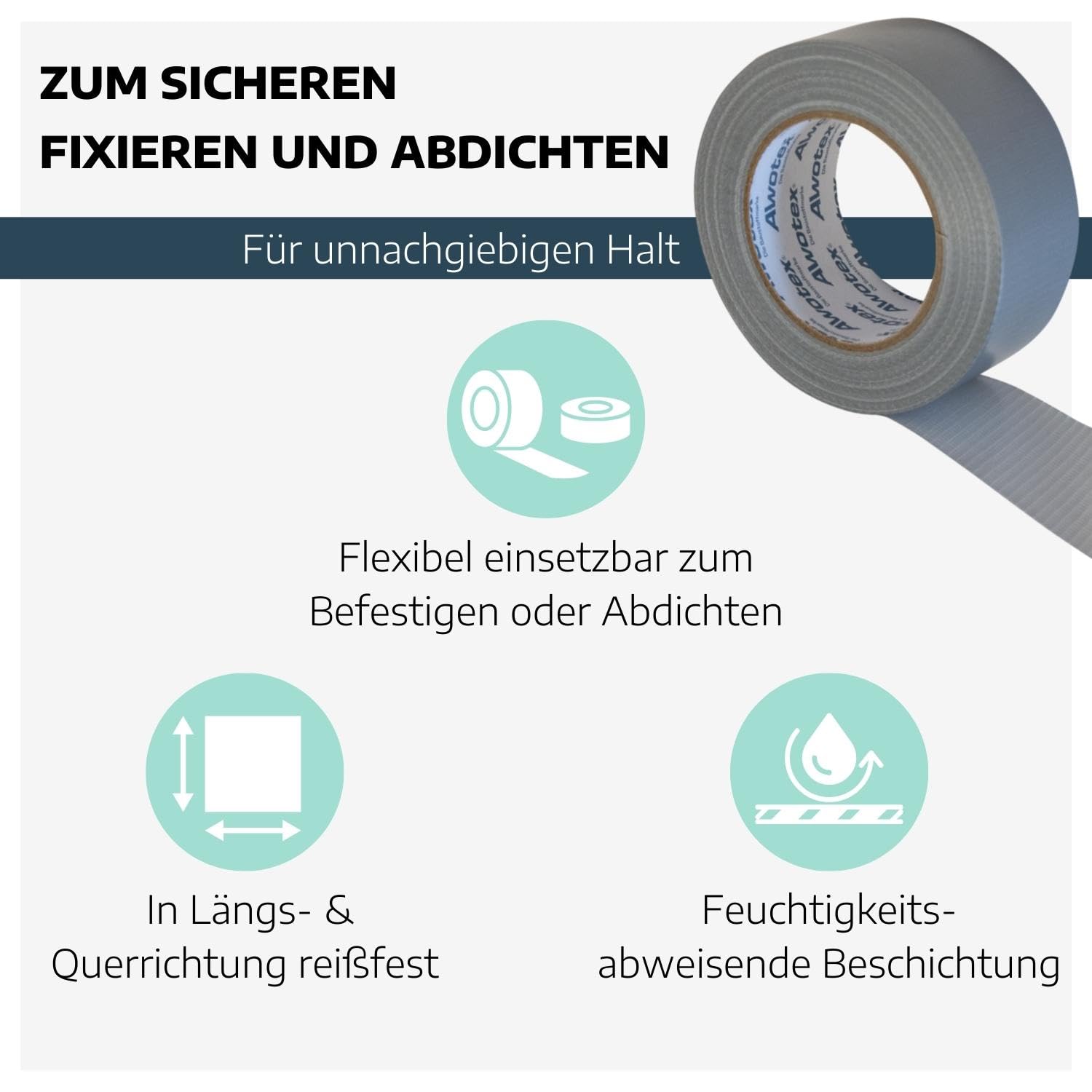 24 x Panzer-Gewebeklebeband 48 mm I Panzertape wasserfest I reißfestes Klebeband wasserdicht I Klebeband extra stark I Panzertape Silber zum Abdichten, Verpacken, Fixieren u.s.w.