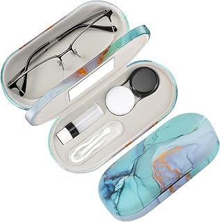2 in 1 Contact Lens Case and Glasses Case,Double Sided Dual Use Design,Portable Eyeglasses Travel Holder