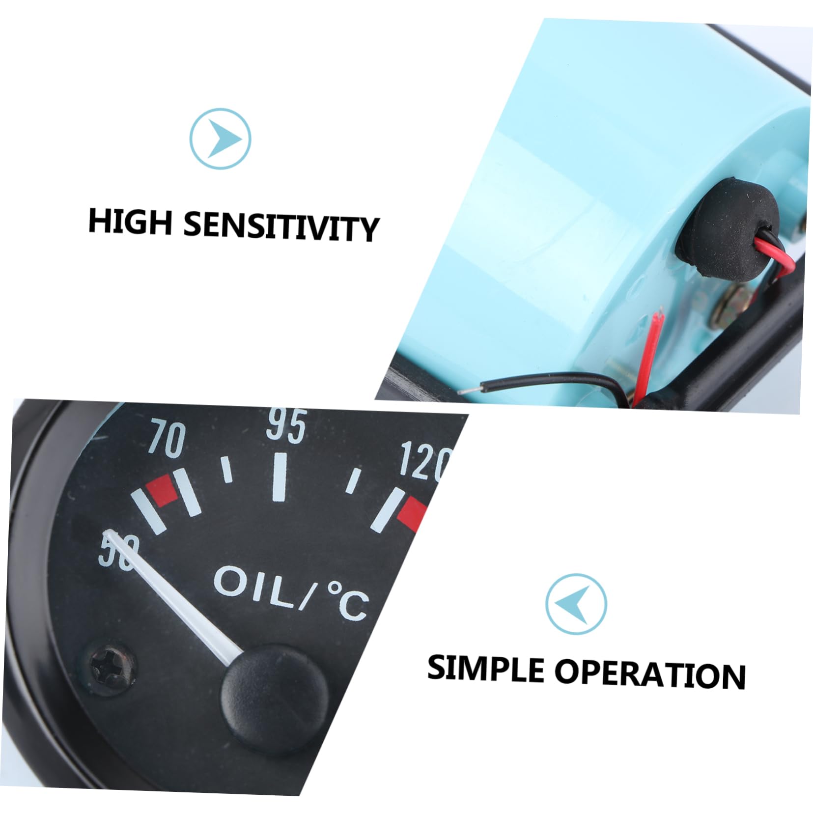 Gatuida 2piezas Medidor De Temperatura De Con Luz Led y Soporte Rango De Indicador De Temperatura Para Automóviles Diseño Negro