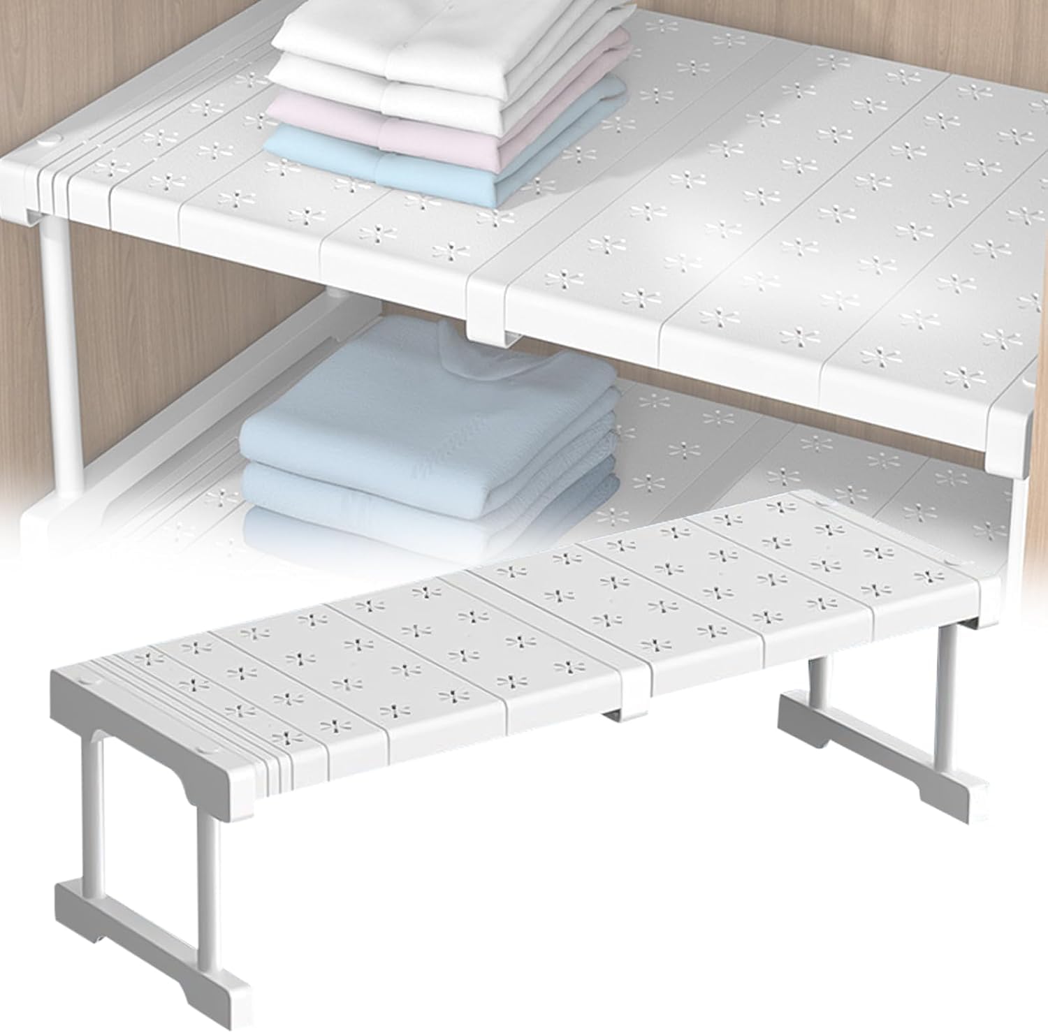 Scaffali regolabili per armadio, mensole espandibili, per armadi, armadi, cucina, bagno, 24 cm di larghezza, 32 cm di altezza, lunghezza regolabile 37-48 cm