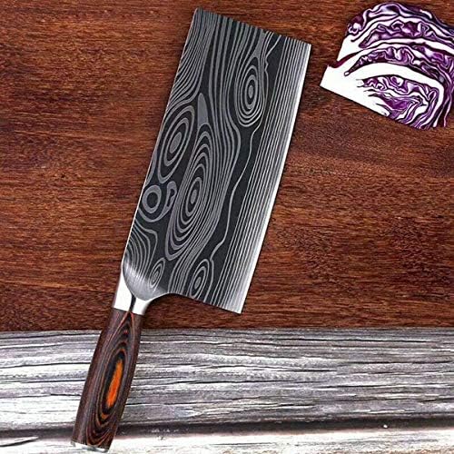 MAYiT Meat Cleaver Knife, 7 Inch Sharp Chef Knife Handmade Forged High-carbon Clad Steel Kitchen Knives Cleaver Filleting Slicing Broad Butcher knife