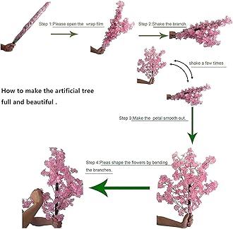 Generic Artificial Cherry Blossom Tree, 231x151cm/7.5x4.9ft, All Seasons, Cherry, Wood, Silk, Stand, No Built-in Light, Includes Iron Base