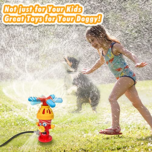 Hydrant Sprinkler for Kids with Roating Spray Nozzles,Water Kids Sprinkler for Toddlers Ages 1-3 4-8,VIINKEN Kids Sprinkler for Yard Summer