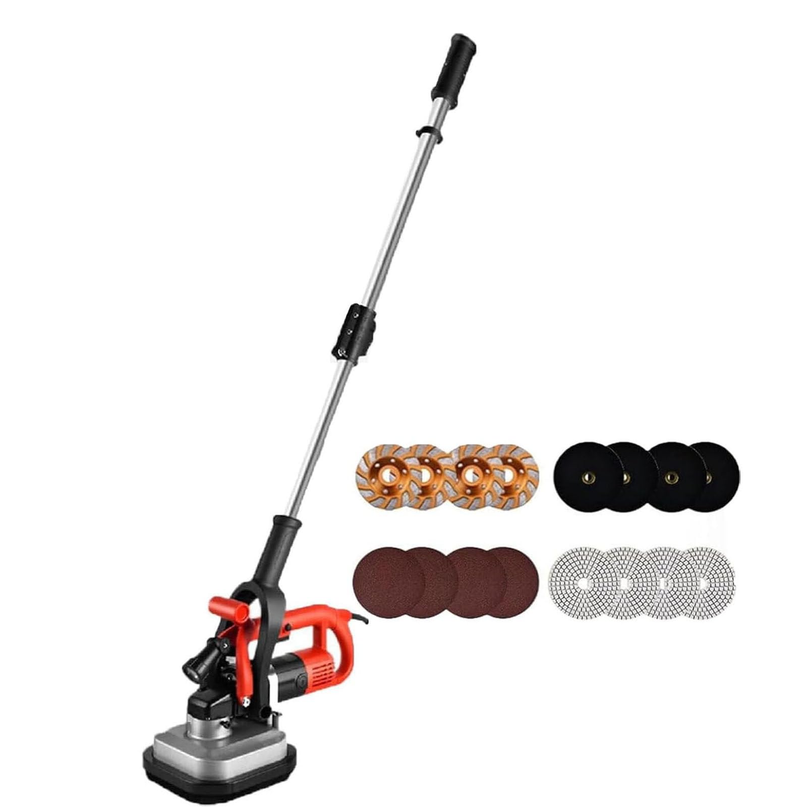 Levigatrice e levigatrice per calcestruzzo con motore da 3600 W, controllo a 6 velocità e luce LED per progetti di edilizia professionale e domestica