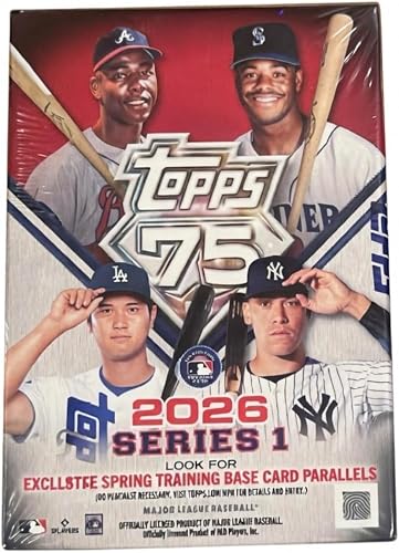 2026 Topps Series 1 Baseball Sealed 75th Anniversary Blaster Value Box (6 Pks/Box) IN HAND