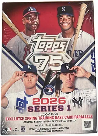 2026 Topps Series 1 Baseball Sealed 75th Anniversary Blaster Value Box (6 Pks/Box) IN HAND - View 2