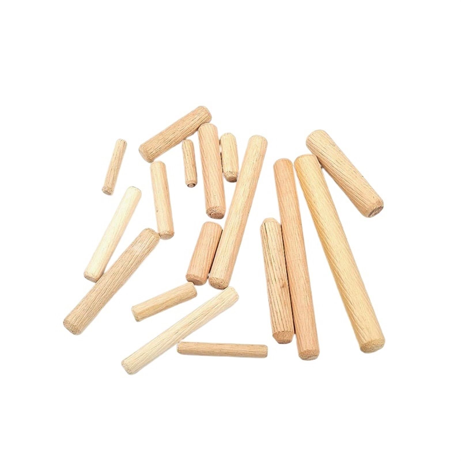 Holzdübel Massiv Hart, M8 * 30/40/50/60/80mm 50 stücke Schrank Schublade Runde Geriffelte Holz Handwerk Dübel Pins Stangen Set Möbel Beschlag(M8x60mm 50Pcs)