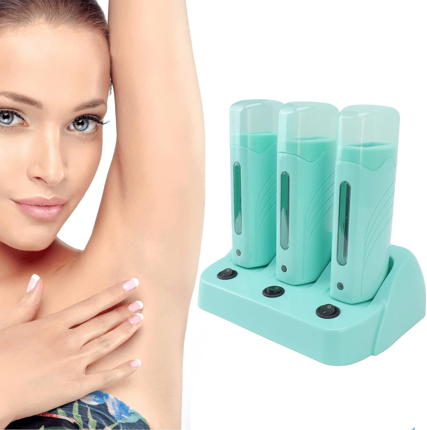 Yunir 3 in 1 Waxing Kit, Wax Warmer for Independent Switches, Hot Hard Wax Warmer for Removal, Easy Carry, Eyebrow, Bikini, Legs, Face, Brazilian Wax (US Plug 110V)