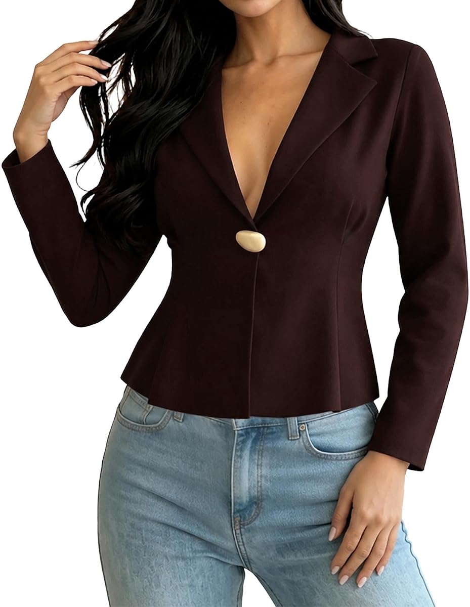 Chaqueta de viaje para mujer, Blazer de manga larga con un solo pecho