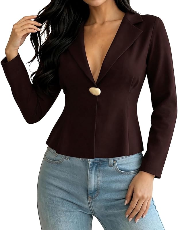 campera de viaje para mujer, Blazer de manga larga con un solo pecho