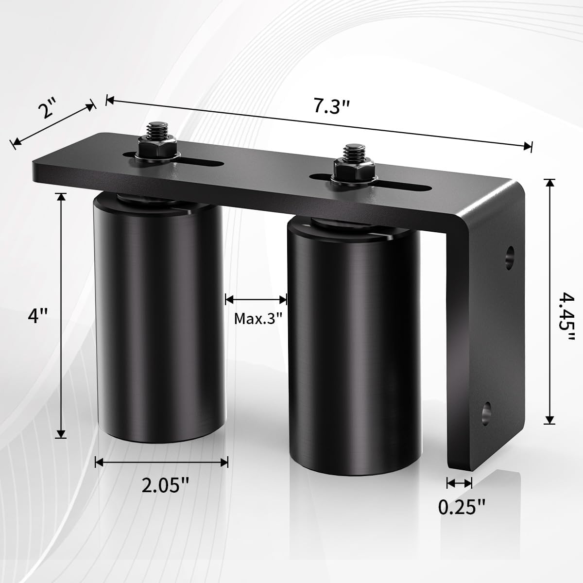 Sdstone Slide Gate Guide Roller 4" Black with L Rear Post Bracket,Universal Adjustable Sliding Gate Rollers,Heavy Duty Sliding gate kit for Sliding Gates and Rolling Doors(2 Pack)