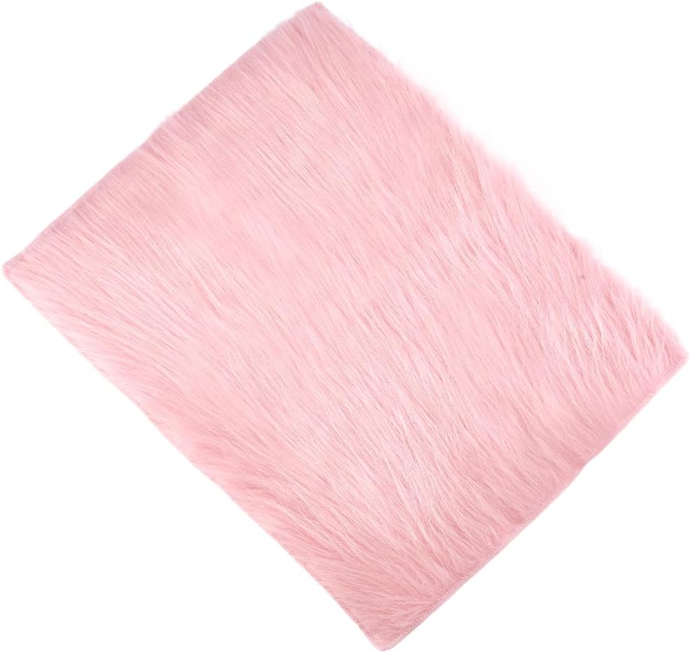 CREATCABIN Faux Fur Plush Cushion Rectangle Fluffy Plush Small Area Rug Photo Background Cloth Photo Props for DIY Crafts Tabletop Photography Product Display Jewelry Home Decor White 19.6x15.7 Inch