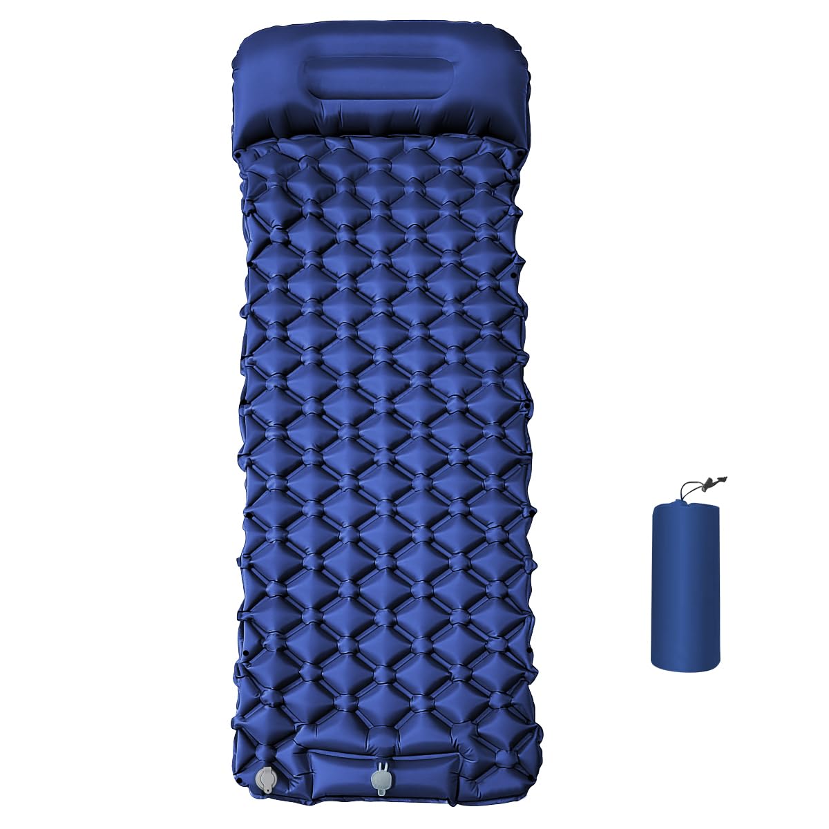 MIALGORITHM Camping Inflating Sleeping Pad, 10cm Thick Mattress with Built-in Foot Pump, Inflatable Sleeping Mat with Attached Pillow, Ideal for Backpacking, Hiking and Outdoor Camping Blue