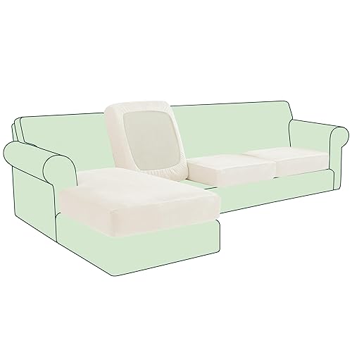 CHUN YI Velvet Couch Cushion Covers, 4 PC Water Resistant