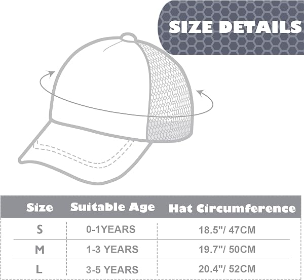 DRESHOW Kleinkind Baseball Mütze Baby Sonnenhut Niedliche einfarbige & Dinosaurier gemusterte Mützen Unisex Baby Trucker Hüte Säugling Kleinkind Kind Hüte für Jungen Mädchen - 5