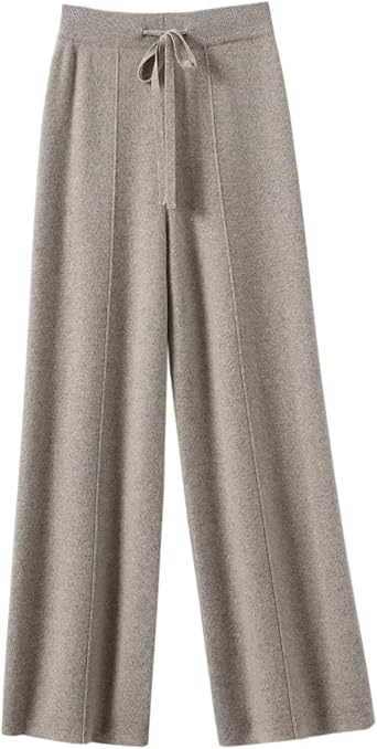 HNVAVQ Womens 100% Wool Straight Leg Pants High Waisted Warm Trousers for Fall Winter, Casual Office Wide Leg Pants