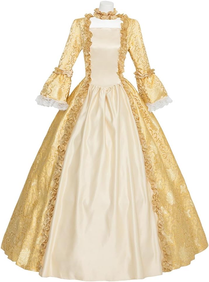18th Century Women's Rococo Ball Gown Renaissance Floral Jacquard Long Gothic Victorian Dress Masquerade Party Costumes
