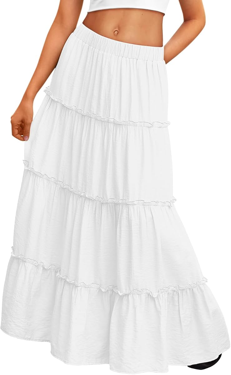 Trendy Queen Maxi Skirts for Women Boho Skirt with Pockets Summer Outfits