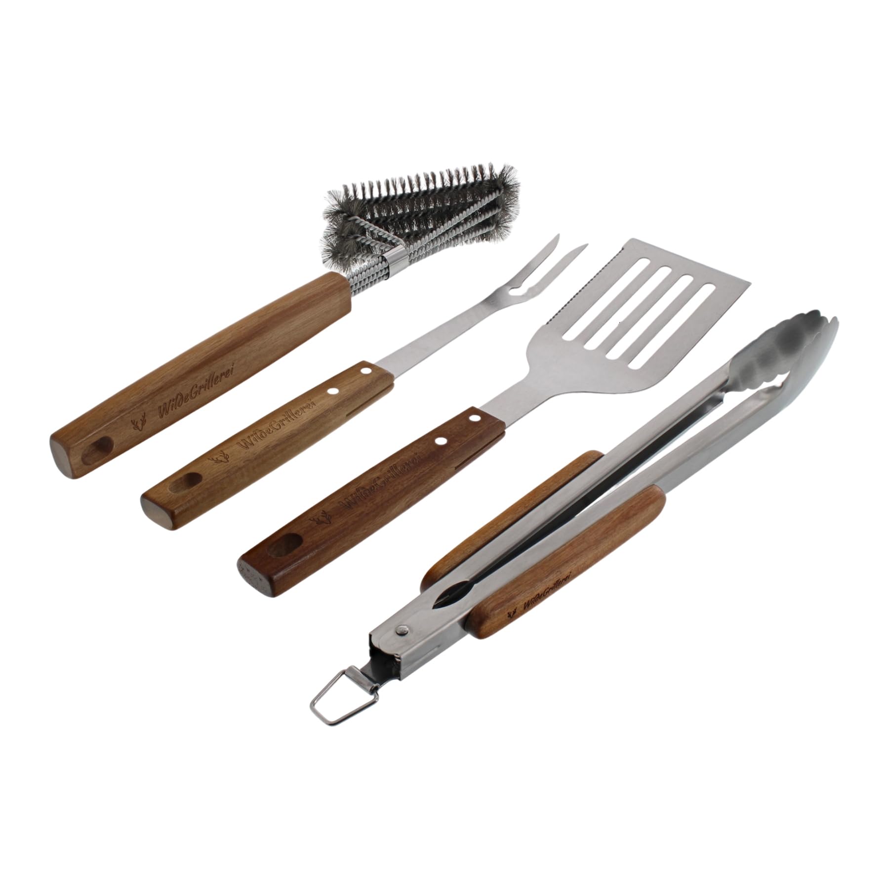 Herogo Barbecuebestekset, 6-delige roestvrij stalen grillaccessoires met draagtas, grillgereedschapsset met tang, spatel, vork, grillborstel, barbecue-accessoires voor mannen, barbecue, kerstcadeau