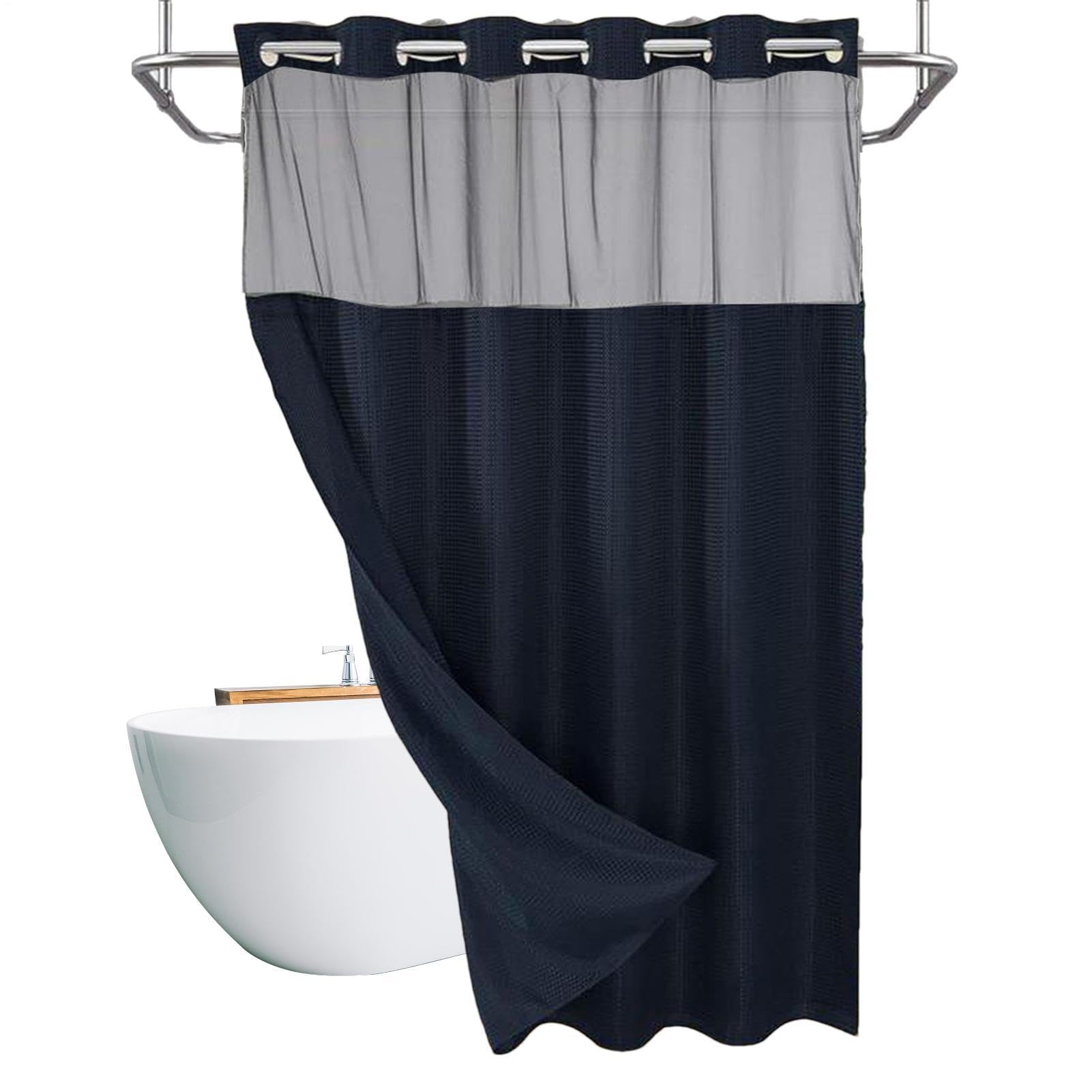 Rideau de douche gaufré de style hôtelier chic et imperméable sans crochet