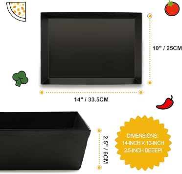 Detroit Style Pizza Pan 10x14x2.5 (Non-Stick, BPA & PFOA Free) Heat-Resistant Up to 500F, Pre-Seasoned Authentic Hard Anodized Detroit Deep Dish Pizza Pan, Five-Year Free -Replacement