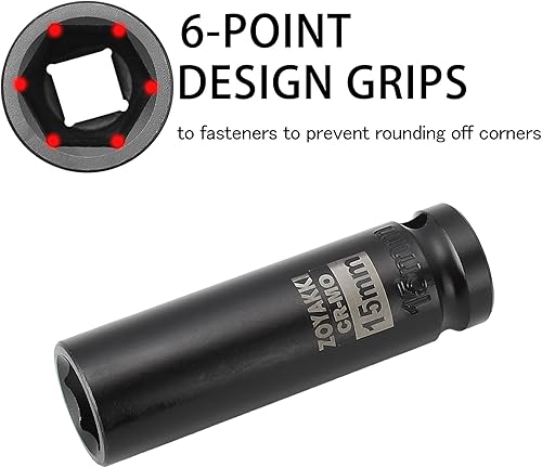 Miniatura 66 de Enchufe de impacto de 6 PT de 1/2" x 0.827 in de profundidad, CR-MO, 1/2 pulgada de accionamiento de 6 puntos para una fácil extracción