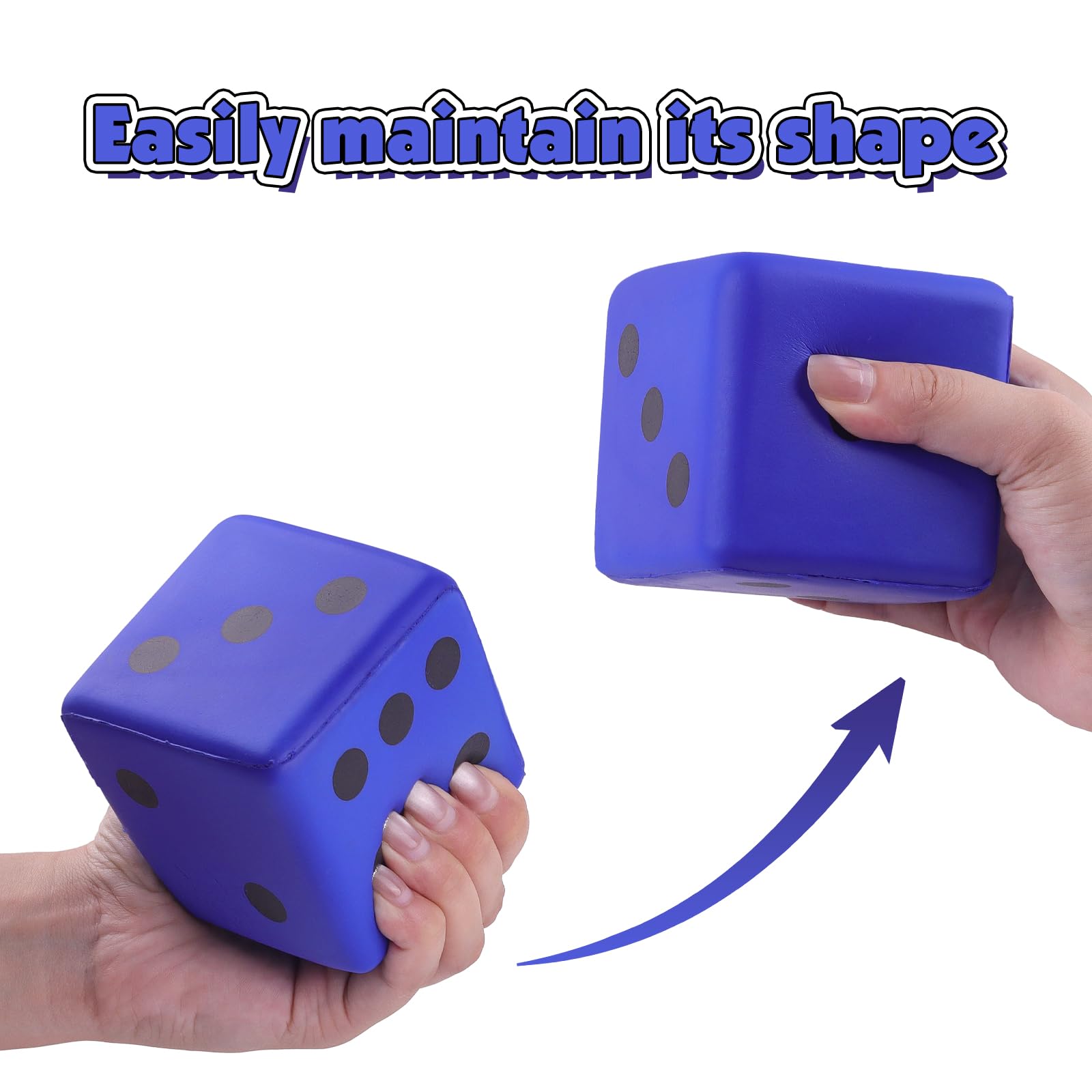 Anboor Large Foam Dice for Adults kids - 3.15" Jumbo Big Colorful Dice Giant Soft Fun for Game Nights & Classroom Activities (Blue) - Image 3