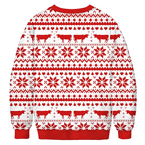 Roevite Long Sleeve Christmas Sweatshirts For Womens Mens Caw With Christmas Hat Funny Christmas Sweater Crew Neck Top(T183,Lxl) #TOP1