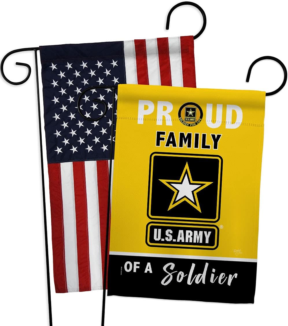 Breeze Decor Proud Family Soldier Garden Flag Pack Armed Forces Army Rangers United State American Military Veteran Retire Official Applique House Banner Small Yard Gift Double-Sided, Made in USA