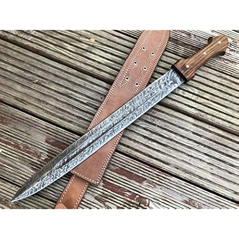 Perkin Damast Stahl Messer - 61 cm Feststehendes Jagdmesser Schwert Cover